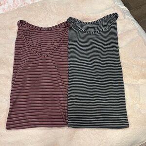 LULULEMON Striped Short Sleeve Tees - Grey and Burgundy set size 10